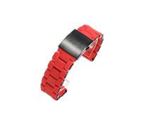 JVEIWAD Bracelet en acier inoxydable massif 24/26/28 mm compatible avec les montres Diesel DZ7396, DZ7370 et DZ4289, boîtier revêtement caoutchouc(Red,24mm)