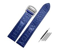 JVEIWAD Bracelet en cuir de crocodile compatible avec les montres Cartier Solo London en cuir noir et marron for hommes et femmes, tailles 16, 18, 20, 22 et 24 mm(Blue-silver,23mm)