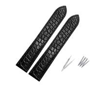 JVEIWAD Bracelet en cuir de crocodile compatible avec les montres Cartier Solo London en cuir noir et marron for hommes et femmes, tailles 16, 18, 20, 22 et 24 mm(Black-no buckle,22mm)