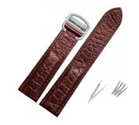 JVEIWAD Bracelet en cuir de crocodile compatible avec les montres Cartier Solo London en cuir noir et marron for hommes et femmes, tailles 16, 18, 20, 22 et 24 mm(Brown-silver,17mm)