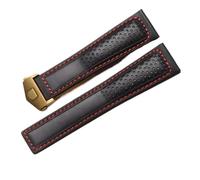 JVEIWAD Bracelet en cuir noir givré compatible avec les montres Tag Heuer Carrera Diving Monaco F1 Series, respirantes, 22 mm, for hommes(Black red-gold)