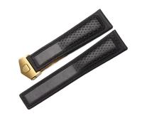 JVEIWAD Bracelet en cuir noir givré compatible avec les montres Tag Heuer Carrera Diving Monaco F1 Series, respirantes, 22 mm, for hommes(Black-gold)
