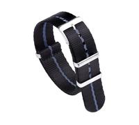 JVEIWAD Bracelet en nylon 20 mm 22 mm, boucle ardillon, lisse, for montres for hommes(Black Blue,20mm)