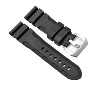 JVEIWAD Bracelets de montre en caoutchouc compatibles avec Panerai Submersible PAM441 359 Pa111, bracelet en silicone souple 22 mm 24 mm, accessoires de montre for hommes(Black-silver,24mm)