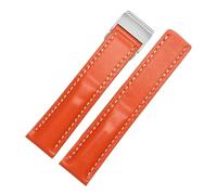 JVEIWAD Bracelets de montre en cuir de veau 20 mm, 22 mm, 24 mm, compatibles avec les montres Breitling, noir, marron, bleu, ceinture masculine(Orange,22mmNO Buckle)