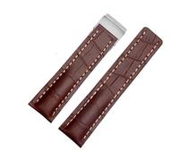 JVEIWAD Bracelets de montre en cuir de veau 20 mm, 22 mm, 24 mm, compatibles avec les montres Breitling, noir, marron, bleu, ceinture masculine(Brown,24mmNO Buckle)