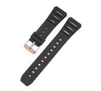 JVEIWAD Compatible avec les bracelets Casio Accessorise CA-53W CA-61W FT-100W W-520U W-720G Bracelet de montre souple en TPU 18 mm 20 mm Bracelet ceinture FT100W(Black-rose gold,18mm)
