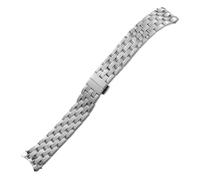 JVEIWAD Compatible avec les bracelets de montre en acier inoxydable MIDO M007 M007207A BARONCELLI 18 mm, à extrémité incurvée, métal massif argenté et or rose(Silver)