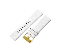 JVEIWAD Compatible avec les bracelets de montre en cuir vache, compatible Diesel Dz4323 1657 4318 Dz7312 Dz7257, 24, 26, 28, 30 mm, noir, marron, blanc(White-Golden Buckle,24mm)