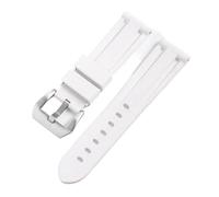 JVEIWAD Compatible avec les bracelets de montre Panerai 111 386 441, accessoires, boucle en argent inoxydable, bracelet de montre de remplacement 22/24 mm, bracelet en Viton(WHITE,24mm)