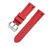 JVEIWAD Compatible avec les bracelets de montre Panerai 111 386 441, accessoires, boucle en argent inoxydable, bracelet de montre de remplacement 22/24 mm, bracelet en Viton(Red,24mm)