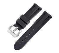 JVEIWAD Compatible avec les bracelets de montre Panerai 111 386 441, accessoires, boucle en argent inoxydable, bracelet de montre de remplacement 22/24 mm, bracelet en Viton(Black,24mm)