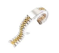 JVEIWAD Compatible avec les bracelets Rolex 18/19/20/21/22 mm en acier inoxydable massif série DATEJUST for hommes, accessoires de bracelet métal à extrémité incurvée(Silver Gold,19mm)