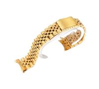JVEIWAD Compatible avec les bracelets Rolex 18/19/20/21/22 mm en acier inoxydable massif série DATEJUST for hommes, accessoires de bracelet métal à extrémité incurvée(Gold,19mm)