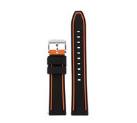 JVEIWAD Silicone Sport Strap Compatible With Omega X Compatible With Swatch Moonswatch Quick Release Watch Band(Black orange silver)