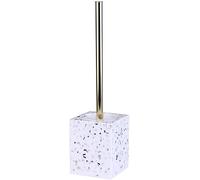 JvFbjLF Brosse de Toilette et Support, Brosse de Toilette en résine, poignée en Acier Inoxydable, Cheveux Doux, Ensemble de Base carrée