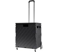 JvFbjLF Diable Pliable et Portable en Plastique, Polyvalent, avec Roues Robustes et poignée télescopique(Black)