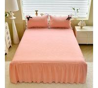 JvFbjLF Drap-Housse à Motif de Roses avec Bordure à Volants, cantonnière de lit en Microfibre Douce(Orange,150x200cm)