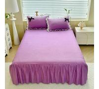JvFbjLF Drap-Housse à Motif de Roses avec Bordure à Volants, cantonnière de lit en Microfibre Douce(Purple,120x200cm)