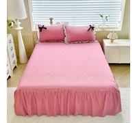JvFbjLF Drap-Housse à Motif de Roses avec Bordure à Volants, cantonnière de lit en Microfibre Douce(Pink,120x200cm)