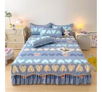JvFbjLF Drap-Housse Minimaliste avec Jupe de lit à Volants et cantonnière de lit drapée for la décoration intérieure(Blu,200x220cm)