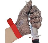 JvFbjLF Gants anti-coupure Gants anti-coupure en métal, gants de travail de sécurité de protection à 9 niveaux, gants de cotte de mailles de coupe de viande d'abattoir de cuisine(XS)