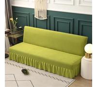 JvFbjLF Housse de canapé-lit for canapés sans accoudoirs, Housse de Protection Extensible de Couleur Unie avec Ourlet à Volants(Green Grass,120-150cm)