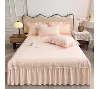 JvFbjLF Jupe de lit festonnée à Double Couche avec cantonnière en Cascade et Jupe de lit matelassée dans Un Style de décoration intérieure(Pink 2,180x200cm)