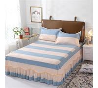 JvFbjLF Jupe de lit festonnée Tout Compris avec cantonnière drapée Collection de décoration intérieure(Beige Blue,180x220cm)