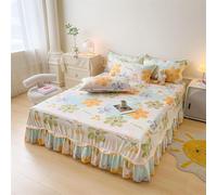 JvFbjLF Jupe de lit festonnée Tout Compris avec cantonnière drapée Collection de décoration intérieure(Floral,150x200cm)
