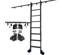 JvFbjLF Kit de Rails roulants for bibliothèque Push-Pull Steps (sans marches) Rails de marches Mobiles à Tube Rond(3.3ft/100cm Track Kit)