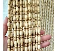 JvFbjLF Rideaux de Porte en Perles, en Bois Naturel, Panneaux de séparation, décoration de Maison, moustiquaire Suspendue, Rideaux en Perles Faits à la Main(50 strands-100x160cm)
