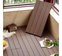 JvFbjLF Tuiles de Verrouillage rectangulaires de platelage de WPC tuiles de platelage de 24x12in WPC avec Les tuiles extérieures de Patio de Patchwork de système de(Light Coffee)