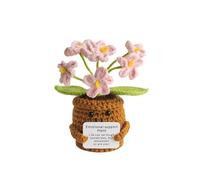 JVHLOV Emotional Support Plante au crochet Myosotis rose - Pot de fleurs tricoté à la main avec message positif, décoration de bureau mignonne et cadeau attentionné pour les amis et la famille