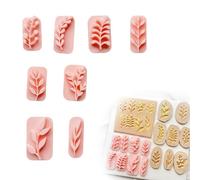 JVHLOV Emporte-pièces en argile polymère - Mini tampons texture pour boucles d’oreilles en pâte polymère, 8 motifs feuilles, outils DIY pour bijoux faits main, Fimo, résine, fondant
