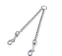 JVHLOV Laisse Double en Métal pour Chien, Double Extension de Laisse pour Chien pour 2 Chiens, Chaîne Laisse pour Chien 2 Voies Coupleur, Durable, Anti-Mastication, Anti-nœuds