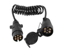 JVJ Câble d'extension de remorque 7-7 broches 2 m mâle vers femelle adaptateur de remorquage spiralé pour remorque, caravane, camping-car, camion