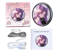 Jvjggag Badge à épingle numérique, écran tactile HD rechargeable dynamique - Badge d'affichage électronique | pour et adultes | pour congrès de bande dessinée ACG, festival, cosplay, événement