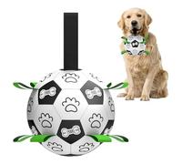 Jvjggag Balle pour chien, ensemble de jeu interactif robuste - Ballon de football pour animaux domestiques avec sangles, pour le parc en plein air, l'entraînement dans le jardin, les exercices