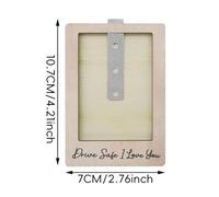 Jvjggag Clip de visière de voiture, support photo, organiseur intérieur, cadre en bois, clip en métal, accessoire de tableau de bord sentimental, voyage, usage quotidien, 10,7 x 7,9 x 2,2 cm, bois