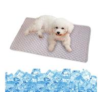 Jvjggag Cooling Dog Mat, Pet Ice Pad, Elastic Cooling Blanket, Anti-Slip Base, Stain-Resistant for Home Travel Camping Beach Outdoors, 19.69x15.75 to 27.56x21.65 inches