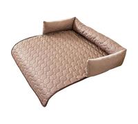 Jvjggag Dog Cooling Sofa Mat, Cool Mat Dog Beds, Breathable Silk Fabric, Lightweight Sleeping Blanket, Summer Use, Ideal for Car Park Beach, 35.43x35.43 inches, Blue Brown, 1 Piece