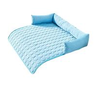 Jvjggag Dog Cooling Sofa Mat, Cool Mat Dog Beds, Breathable Silk Fabric, Lightweight Sleeping Blanket, Summer Use, Ideal for Car Park Beach, 35.43x35.43 inches, Blue Brown, 1 Piece