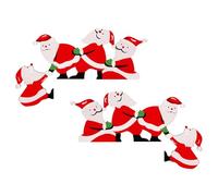 Jvjggag Door Frame Decor - Penguin Santa Elk Ornament for Holiday | 2 Pieces Wood Corner Decoration with Rustic Finish, Festive Door Hanger Crafts, Seasonal Accessories for Home Party