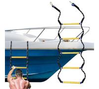 Jvjggag Échelle de corde de bateau | Extension d'échelle de corde de bateau à 5 marches | Escalade avec 2 crochets, pour gonflable, kayaks, bateaux à moteur, canoë