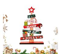 Jvjggag Mini Christmas Tree - Small Tree for Table Decoration | Wooden Craft Ornament with Artistic Letter Design, Festive Tabletop Accent for Home Party Office Desk and Holiday Celebration Display