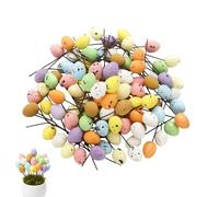 Jvjggag Oeufs de Pâques pour - 100 Pièces Pic À Gâteau Pointillés | Décorations D'Œufs Artificiels avec Tiges - pour Couronne Guirlande Maison Salle À Manger Lieu De Travail Fête
