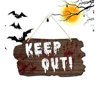 Jvjggag Panneau d'Halloween pour porte d'avertissement sanglant maison hantée accessoire mural
