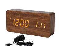 Jvjggag Stable Alarm Clock - Lightweight LED Clock ¦ Bedside Clocks with Temperature Sensor, Wooden Clocks with USB Cable, Home Accessory Digital Alarm, Portable Timepiece for Living Room Decor