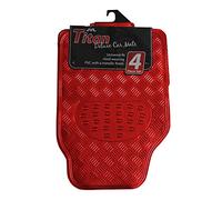 JVL 01-692 Titan Ensemble de Tapis de Voiture Métalliques Envers en Caoutchouc, Rouge, 4 Pièces
